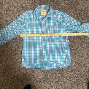 Hollister Boys XL Blue Plaid Button Down Shirt Long Sleeve Cotton Casual